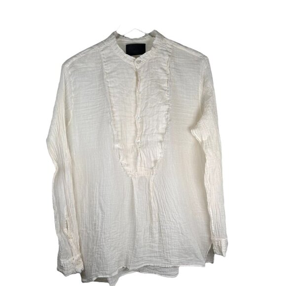 R. Swiader Size Medium Long Sleeve Gauzy Top Button Down Cotton - Picture 1 of 5